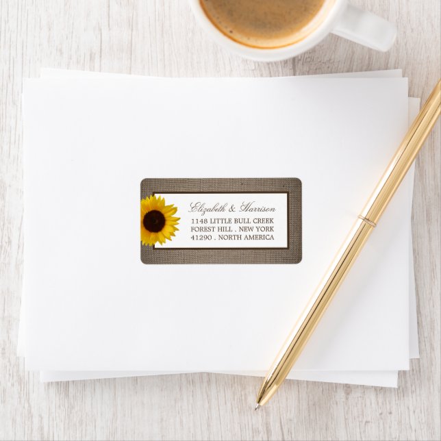 Country Rustic Sunflower & Burlap Wedding Label (Insitu)