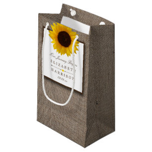 Country Rustic Sunflower & Burlap Wedding Small Gift Bag
