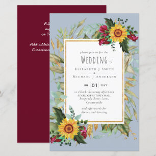 Country Rustic Sunflowers Burgundy Roses Wedding