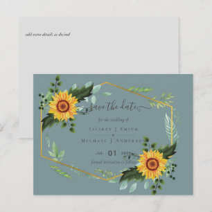 Country Rustic Sunflowers Greenery Wedding Budget Postcard