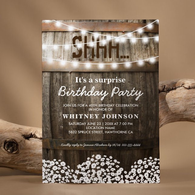 Country Rustic Surprise Birthday Party Invitation (Creator Uploaded)