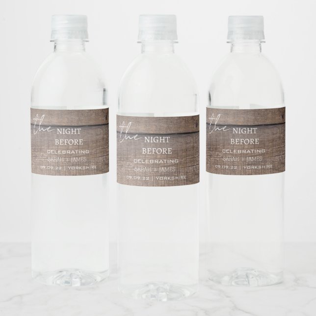 Country Rustic The Night Before Wedding  Water Bottle Label (Bottles)