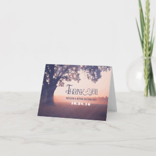 Country rustic tree lights wedding thank you cards
