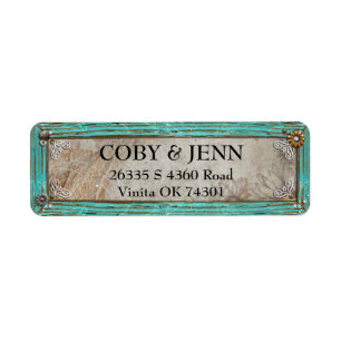 Country Rustic Turquoise Frame Address Label