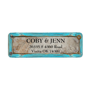 Country Rustic Turquoise Frame Address Label