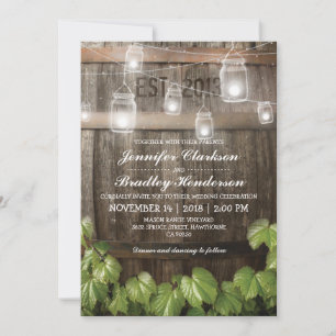Country Rustic Wedding   Barrel Vine Invitation