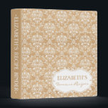 Country Rustic White Damask Pattern Custom Binder<br><div class="desc">White damask pattern on a country rustic wood background. This binder is customizable. It's perfect as wedding photo's binder, recipe binder or as a school binder. You can customize the text to suit your needs or you could just clear or delete the image and texts to just have the print....</div>
