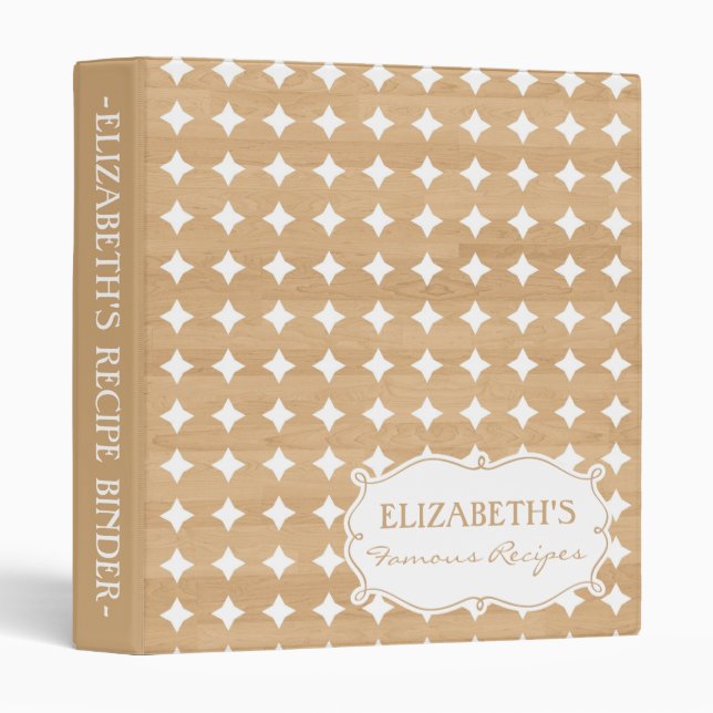 Country Rustic White Diamond Pattern Custom Binder (Front/Spine)