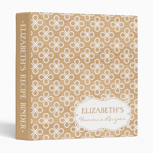 Country Rustic White Ornate Floral Pattern Binder (Front/Spine)