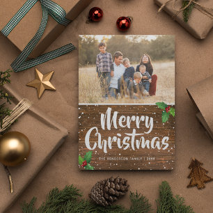 Country Rustic Winter Merry Christmas Photo Holiday Card