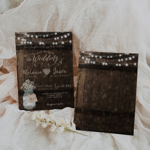 Country Rustic Wood Barrel Wedding Invitations
