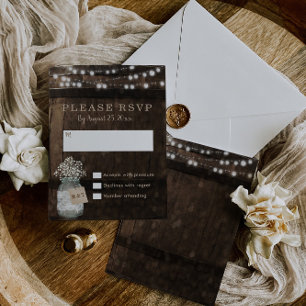 Country Rustic Wood Barrel Wedding RSVP Card