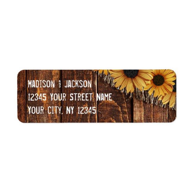 Country Rustic Wood Burlap Mariage Adresse de reto (Devant)