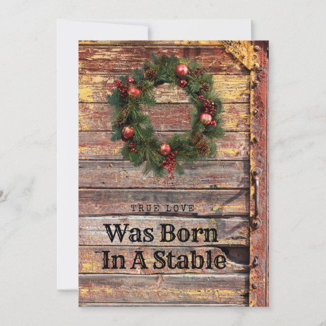 Country Rustic Wood Christmas Card Christian Theme (Front)
