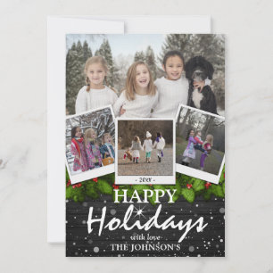 Country Rustic Wood Christmas Holiday 4 x Photo Card