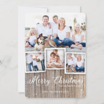 Country Rustic Wood Joyeux Carte photo de Noël