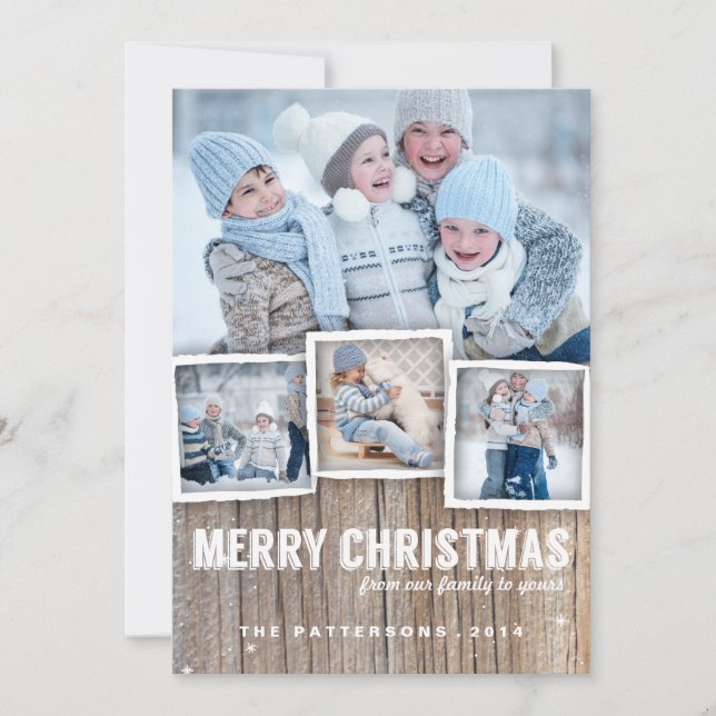 Country Rustic Wood Joyeux Carte photo de Noël (Devant)