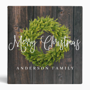 Country Rustic Wood Merry Christmas Greeting Binder