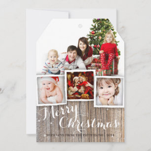 Country Rustic Wood Merry Christmas Photo Card