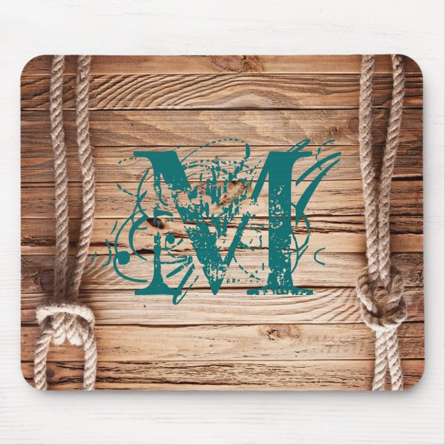 Country Rustic Wood Monogram Initial Mouse Pad (Front)