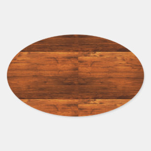 Country rustic wooden textured oval sticker