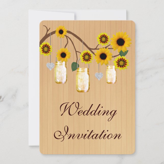 Country Rustic Yellow Mason Jar Wedding Invitation (Front)