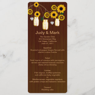 Country Rustic Yellow Mason Jars Mariage Carte Men