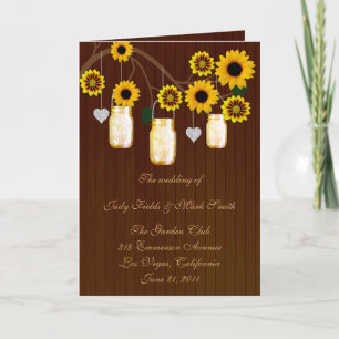 Country Rustic Yellow Mason Jars Program Card