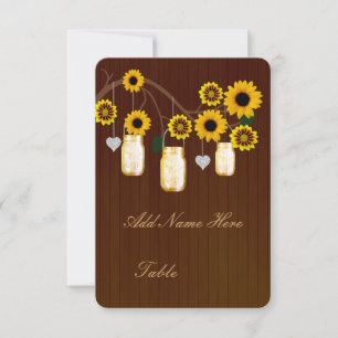 Country Rustic Yellow Mason Jars Table Place Card