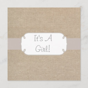 Country Salmon and Beige Burlap Baby Shower Invitation