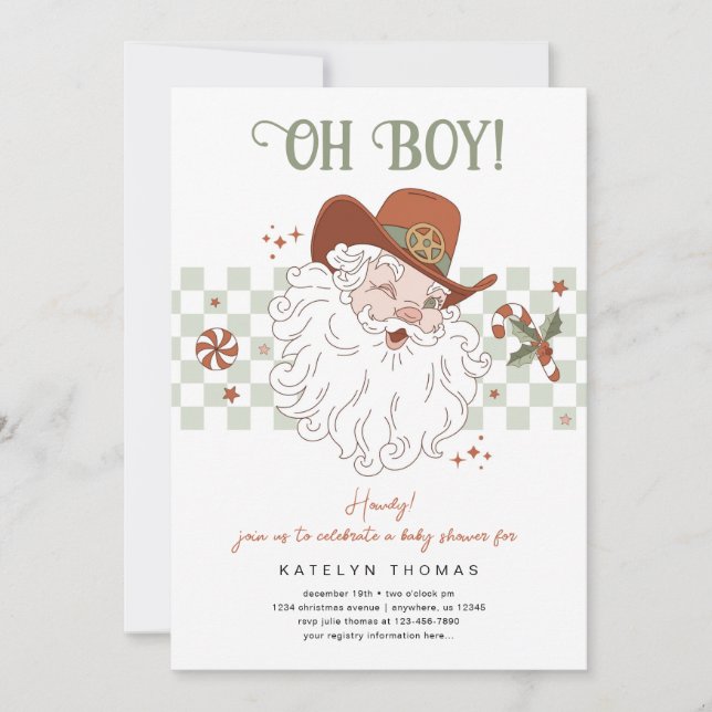 Country Santa Christmas Baby Shower  Invitation (Front)