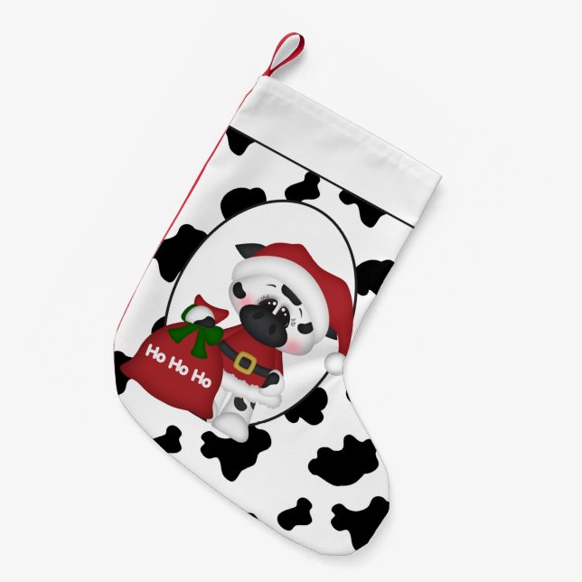 Country Santa cow Holiday Christmas stocking (Front (Hanging))