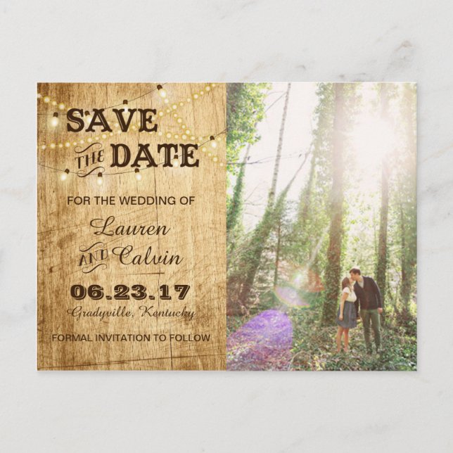 Country Save the Date Card for your Rustic Wedding (Front)