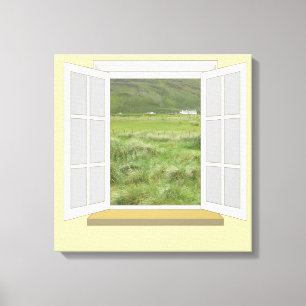 Country Scene in Ireland through Window Canvas Print