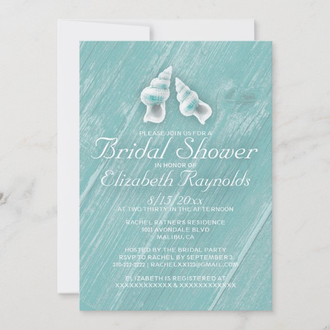 Country Seashells Destination Bridal Shower Invite (Front)