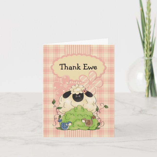 Country Sheep and Birdies Thank You Card (Front)