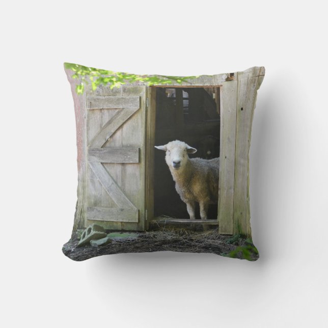 Country Sheep Throw Pillow (Front)