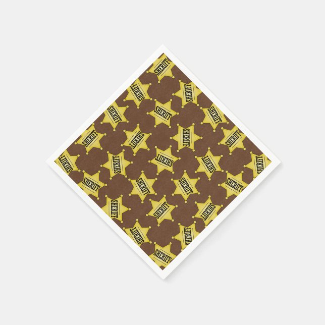 Country Sheriff badge pattern party paper napkins (Corner)