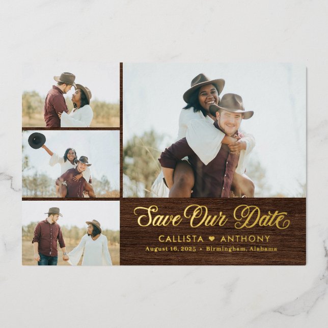 Country Side FOIL Rustic Wedding Save The Date (Front)