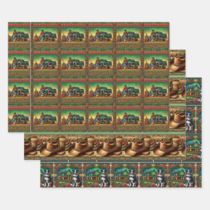 Country Singer Cowboy Hat Australian Shepherd Dog Wrapping Paper Sheet