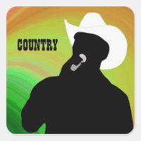 Country singer's silhouette, green yellow back