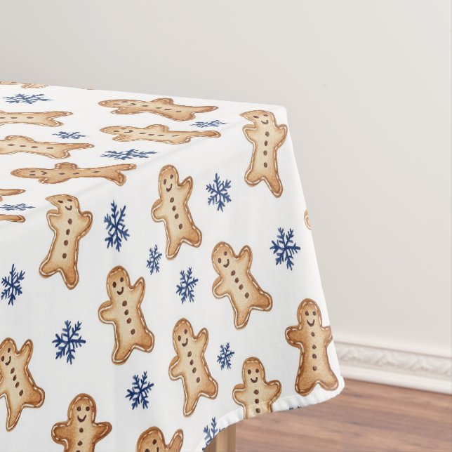 Country Snowflakes Gingerbread Cookies Christmas Tablecloth (In Situ)