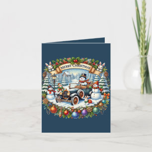 Country snowman Christmas add message Holiday Card
