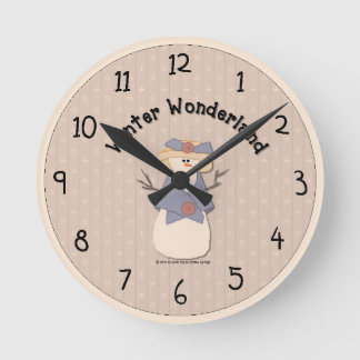 Country Snowman Wall Clock