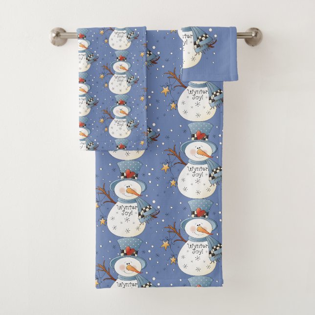 Country Snowman Wynter Joy Bathroom towel set (Insitu)
