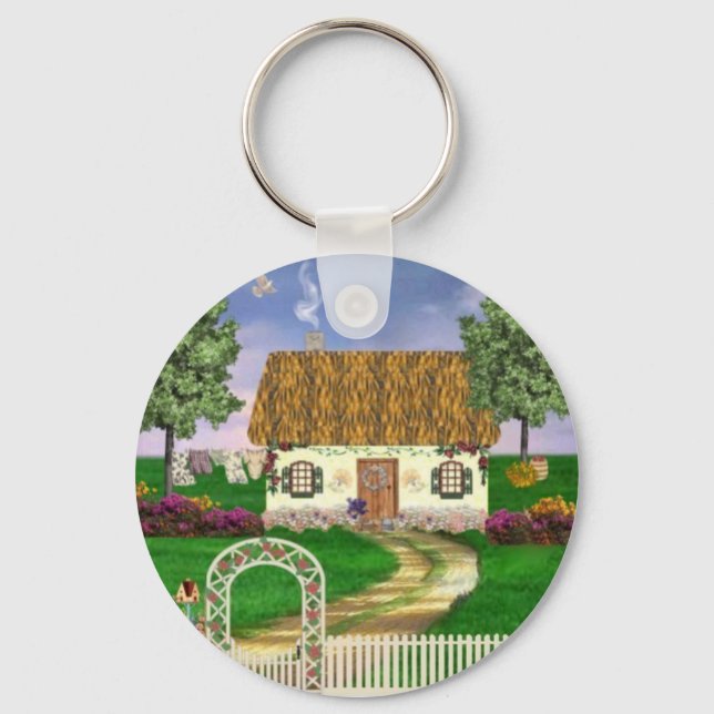 Country Spring Cottage Keychain (Front)