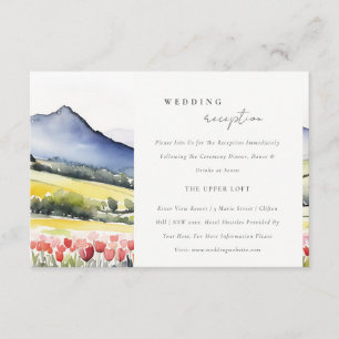 Country Spring Floral Landscape Wedding Reception Enclosure Card