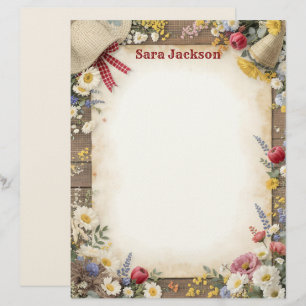 Country Spring Flowers Stationery Paper
