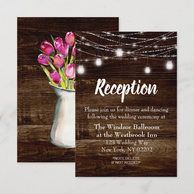 Country Spring Tulip Wedding Reception Card (Front/Back)