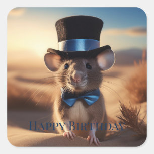 Country Squire Mouse Happy birthday Square Sticker